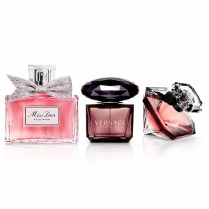 COMBO DE DECANTS: MISS DIOR + VERSACE CRYSTAL NOIR + LA NUIT TRÉSOR 5ML e 10ML