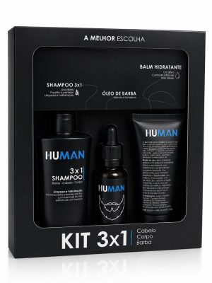 KIT HUMAN 3x1 – Cabelo, Corpo e Barba